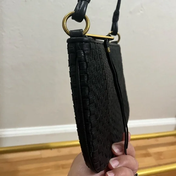 Elliot Lucca Woven Leather Black Crossbody Bag Purse Like New - Picture 10 of 16